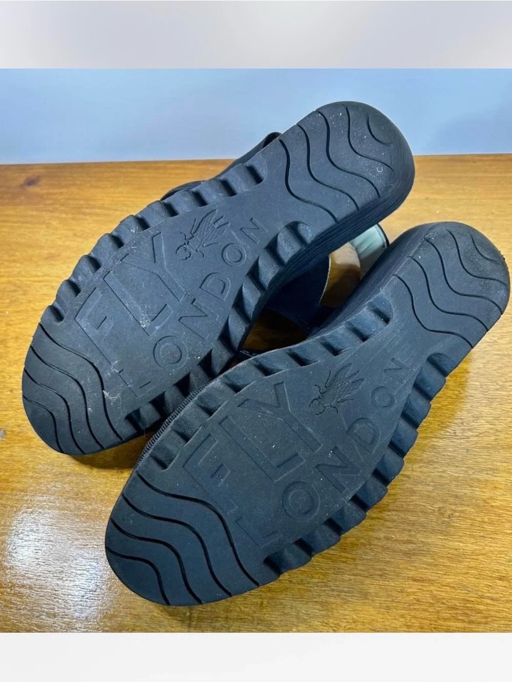 Fly London Black Yaco Platform Elastic Strap Wedge Sandals